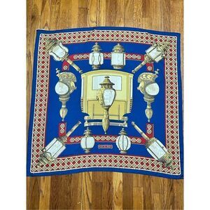 HERMES Carre 90 Scarf FEUX DE ROUTE Silk Red Yellow Blue Square Authentic A750